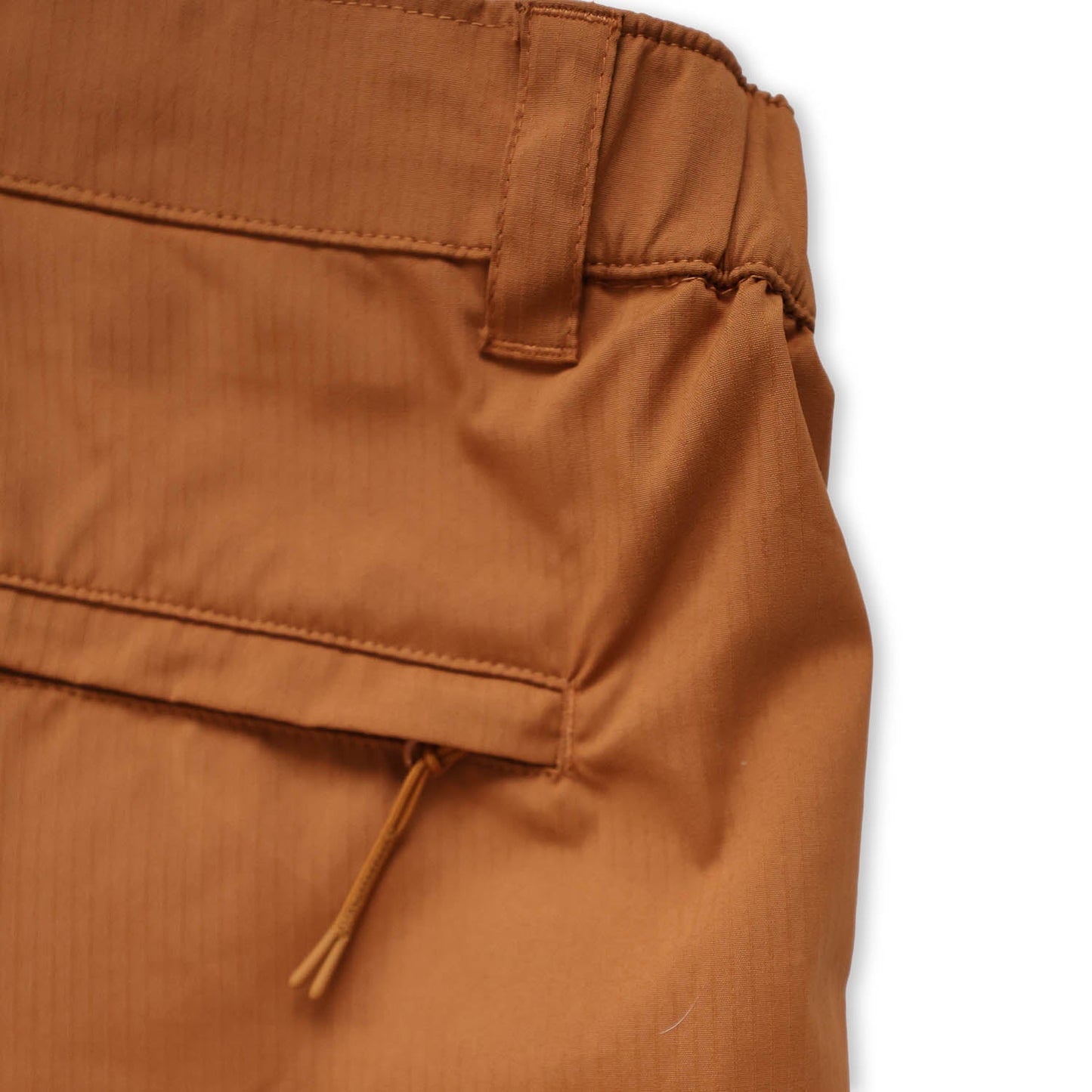 Close-up of teak pants with a white background