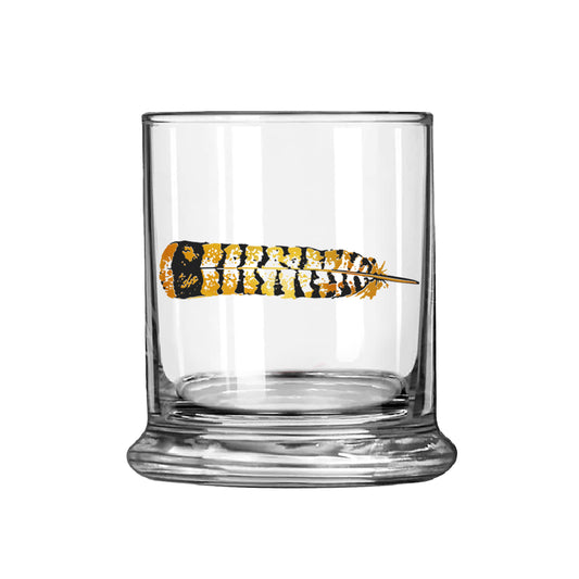 Grouse Feathers Metallic Old Fashioned Glass