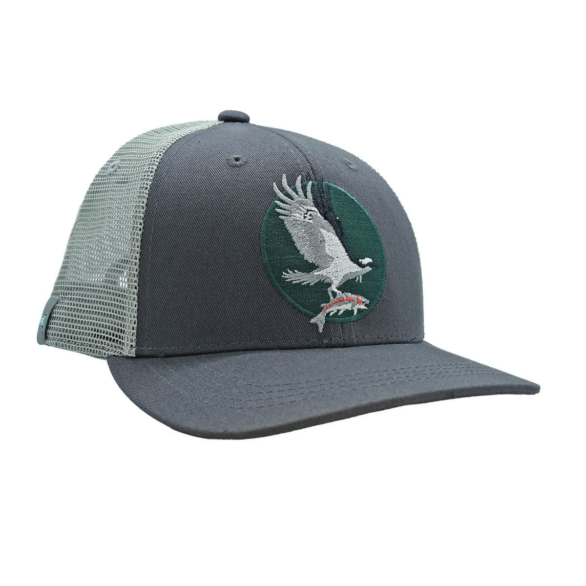 Gray hat with osprey fishing