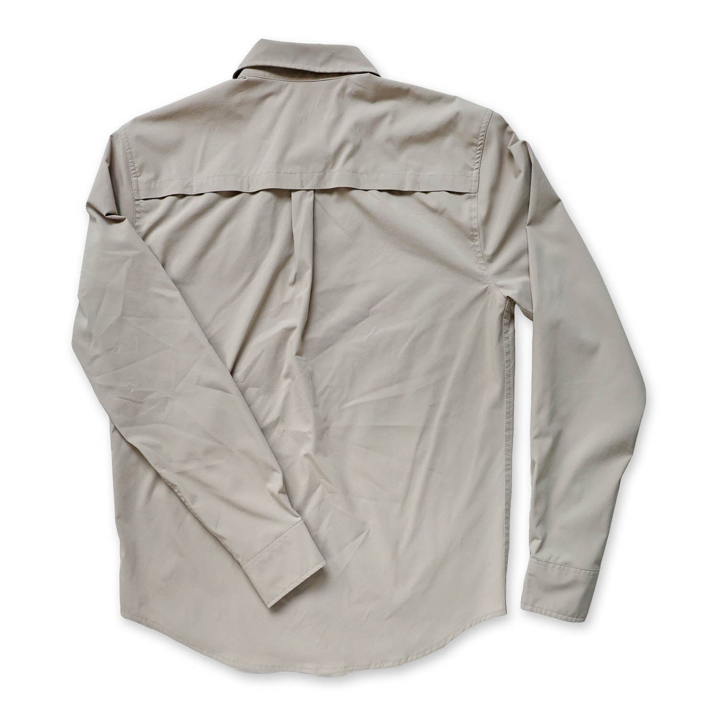 Wellfleet Long Sleeve Buttondown shirt in Fog Grey, back shot.