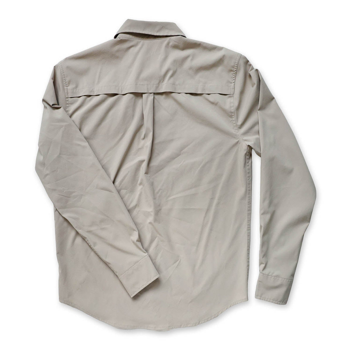Wellfleet Long Sleeve Buttondown shirt in Fog Grey, back shot.