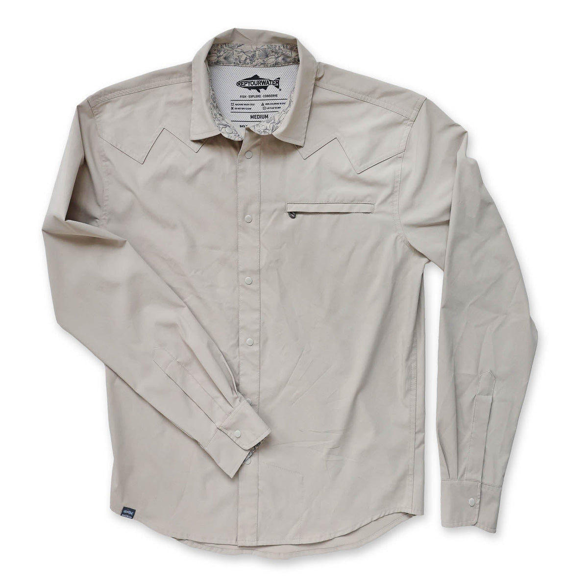 Wellfleet Long Sleeve Buttondown shirt in Fog Grey, front shot.