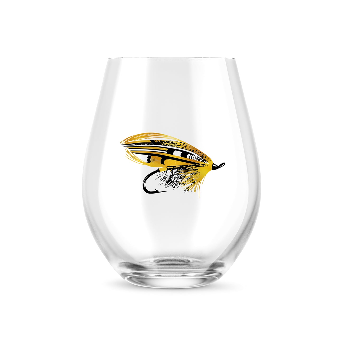 Swung Fly Stemless Wine Glass, Metallic Print