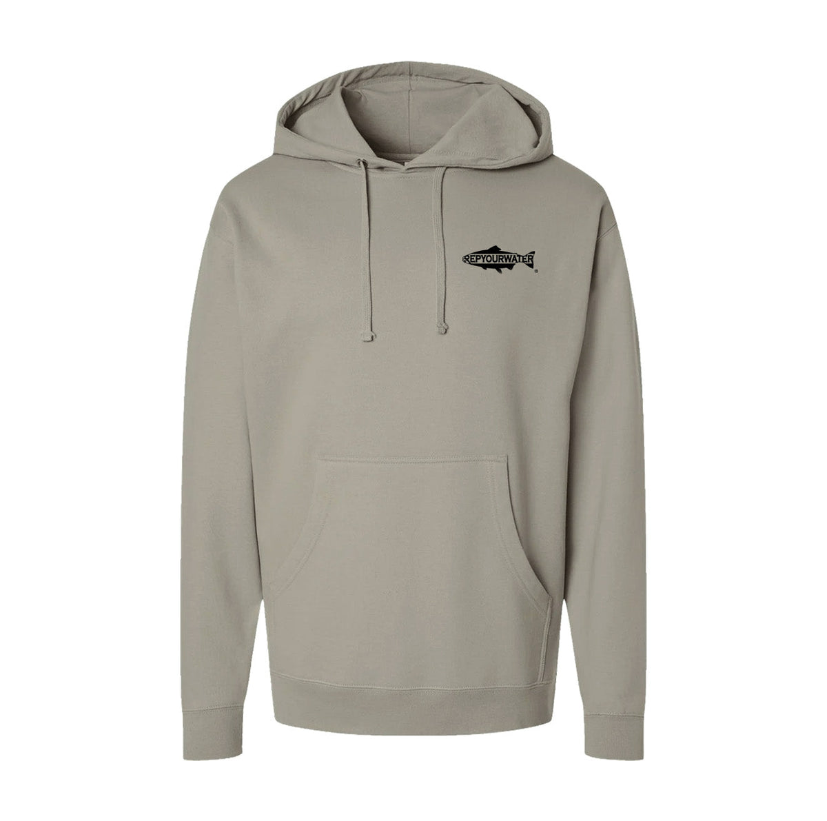Sunrise Brown mid-weight hoodie graphic design, front