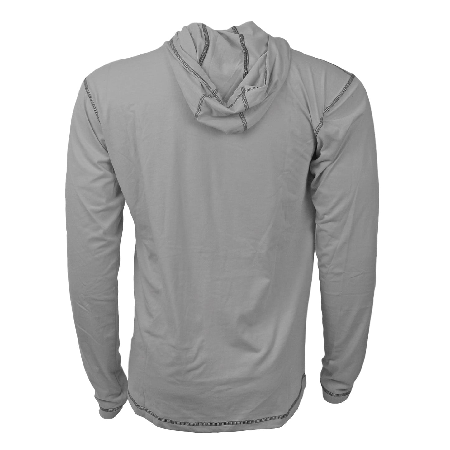 backside of all gray long sleeve sun hoody